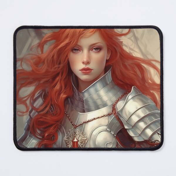 Item preview, Redhead Knight with Silver Armour - Art Nouveau Style designed and sold by ArtNouveauChic.