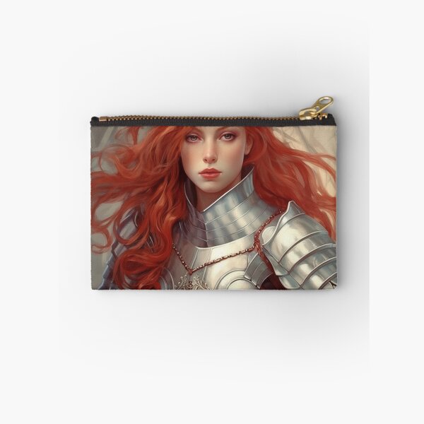 Item preview, Redhead Knight with Silver Armour - Art Nouveau Style designed and sold by ArtNouveauChic.