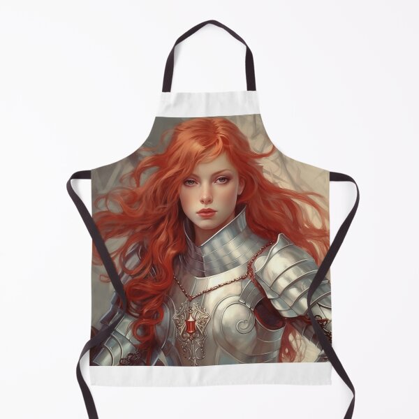 Item preview, Redhead Knight with Silver Armour - Art Nouveau Style designed and sold by ArtNouveauChic.
