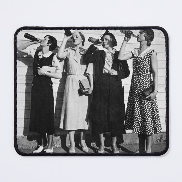Item preview, Woman Drinking Beer, Vintage Black and White Old Photo designed and sold by modernretro.