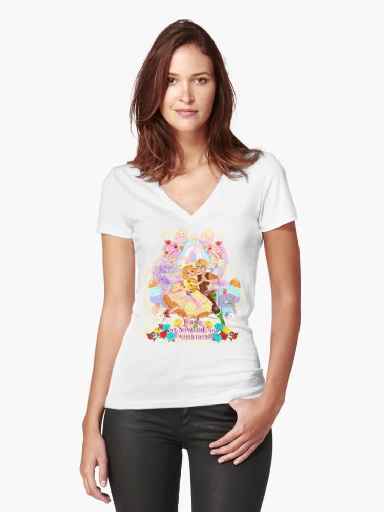 Thumbnail 1 of 3, Fitted V-Neck T-Shirt, Tommy Tinker~Love Is In The Air designed and sold by FairyBookClub.