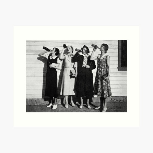 Item preview, Woman Drinking Beer, Vintage Black and White Old Photo designed and sold by modernretro.