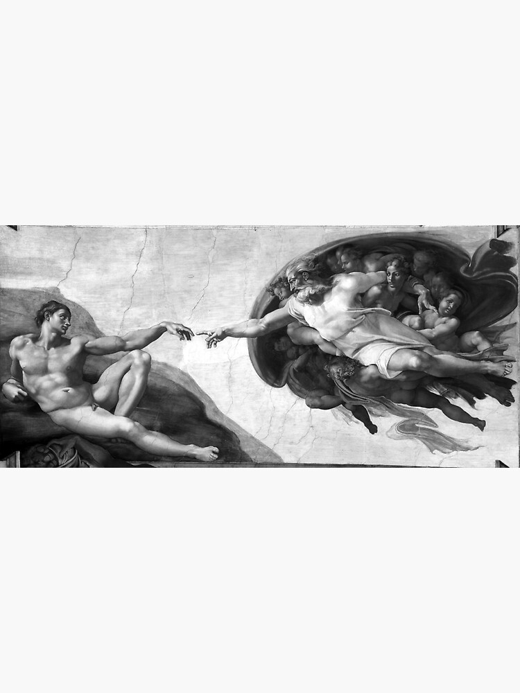 Black and White Creation of Adam Painting by Michelangelo Sistine Chapel by podartist