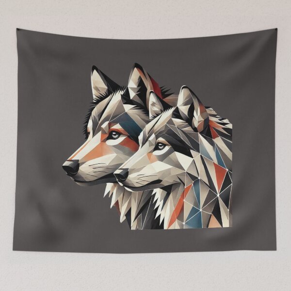 Item preview, Fierce Geometric Wolf in Wild Nature Form designed and sold by kakasik.