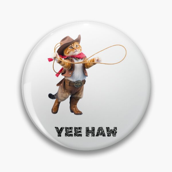 Item preview, cowboy cat with cowboy boots and lasso and YEE HAW designed and sold by GinnyGi.