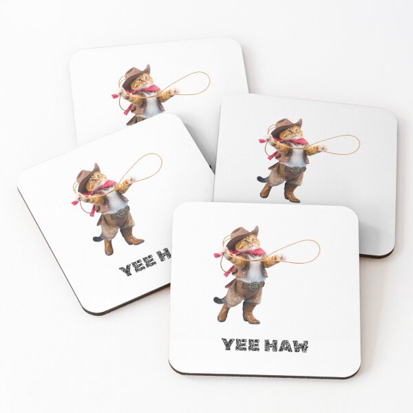 Item preview, cowboy cat with cowboy boots and lasso and YEE HAW designed and sold by GinnyGi.