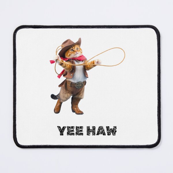 Item preview, cowboy cat with cowboy boots and lasso and YEE HAW designed and sold by GinnyGi.