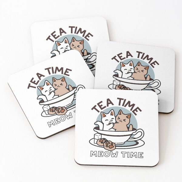 Item preview, Tea Time Meow Time - Cute Cat and Tea Design designed and sold by Trio-in-Forest.