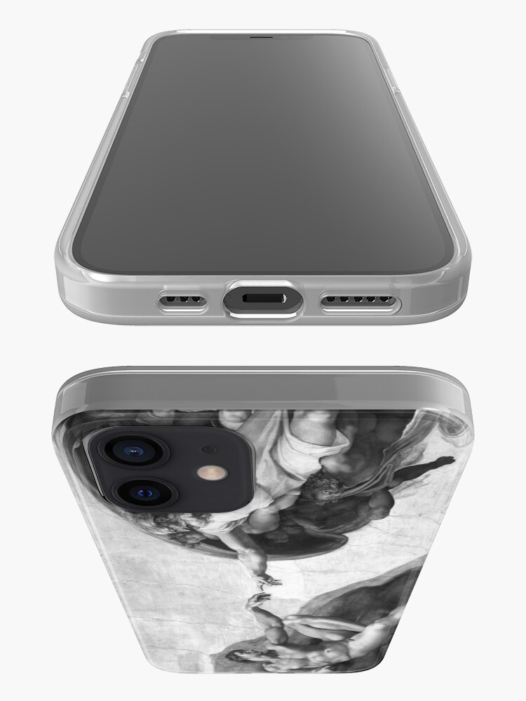 Alternate view of Black and White Creation of Adam Painting by Michelangelo Sistine Chapel iPhone Case & Cover