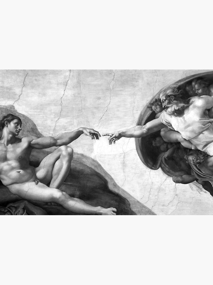Black and White Creation of Adam Painting by Michelangelo Sistine Chapel by podartist