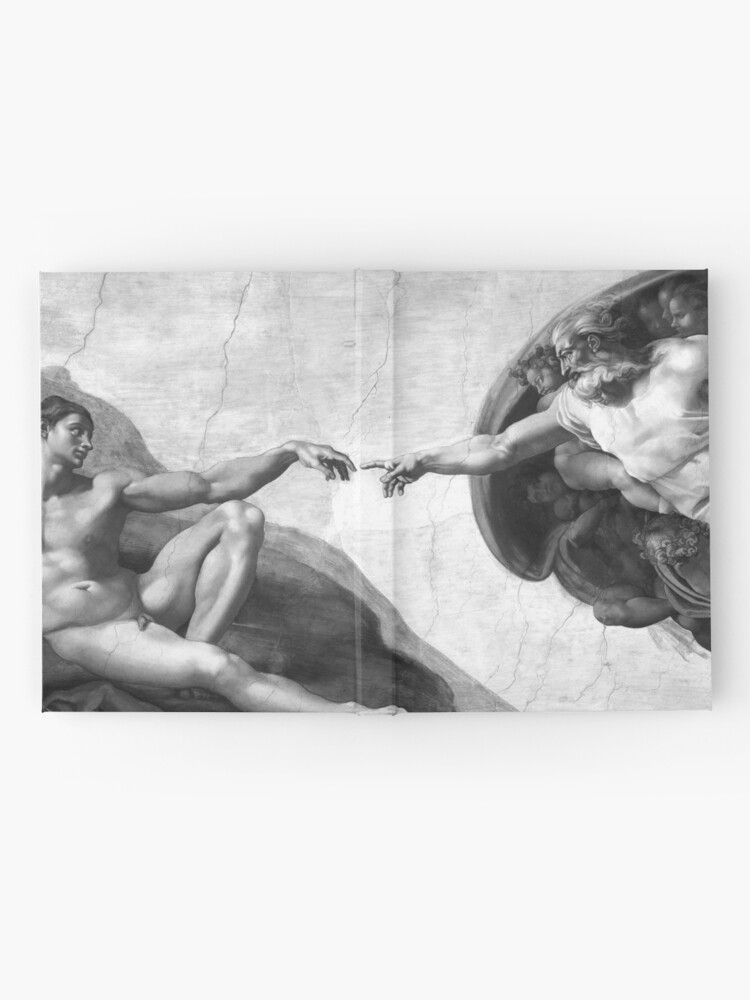 Alternate view of Black and White Creation of Adam Painting by Michelangelo Sistine Chapel Hardcover Journal