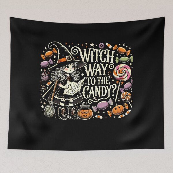 Item preview, Playful Witch Candy Hunt - Whimsical Halloween Art designed and sold by TKDigitalDesign.