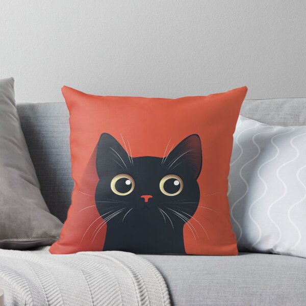 Item preview, Cute Black Cat On Red designed and sold by DreamyLemons.