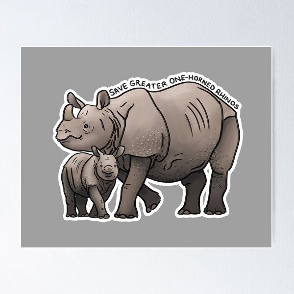 Item preview, Save Greater One-Horned Rhinos (outline) designed and sold by PinkRhino24.