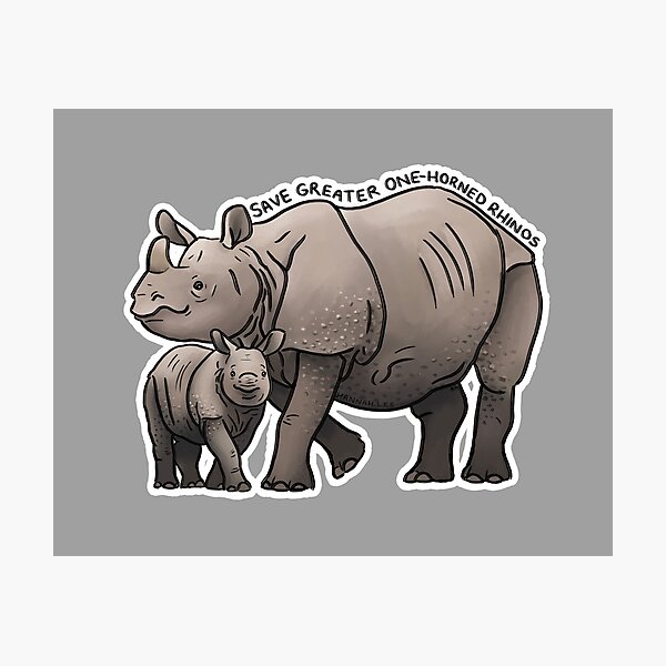 Item preview, Save Greater One-Horned Rhinos (outline) designed and sold by PinkRhino24.