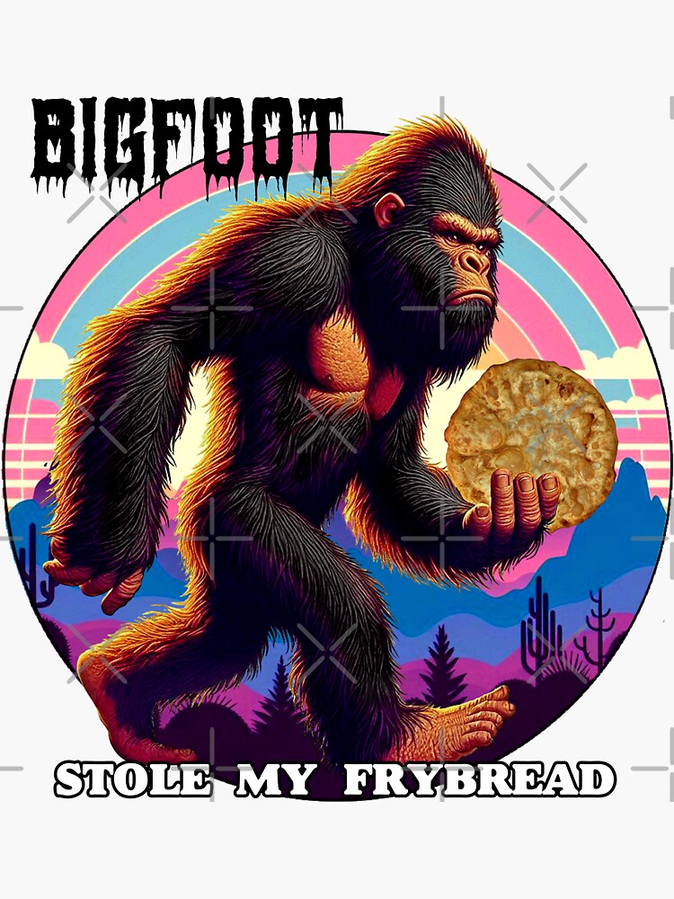Thumbnail 3 of 3, Sticker, Bigfoot stole your Frybread designed and sold by NativeGraffix.