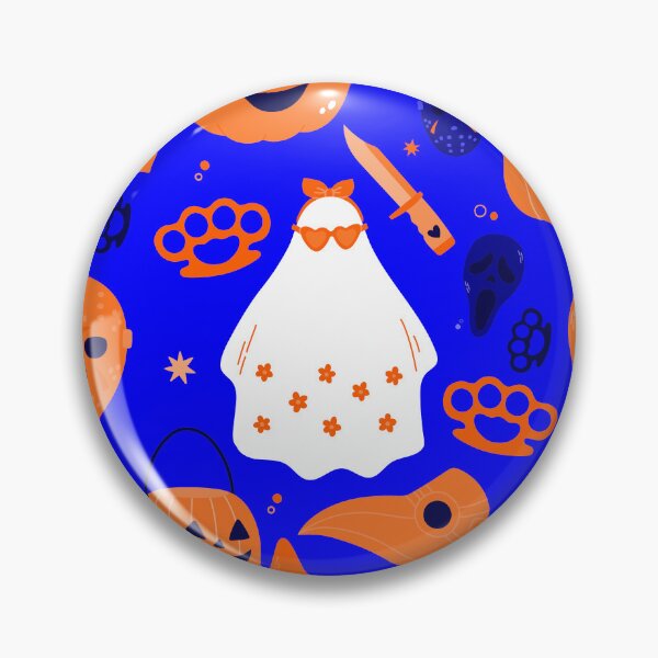 Artikelvorschau, süßer Halloween Blumengeist blau orange entworfen und verkauft von Gossip Rag.