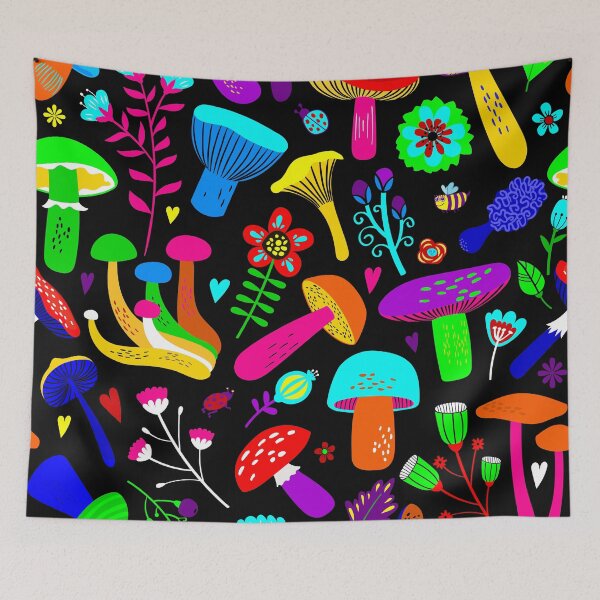 Item preview, psychedelic mushrooms retro floral vibrant  designed and sold by Gossip Rag.