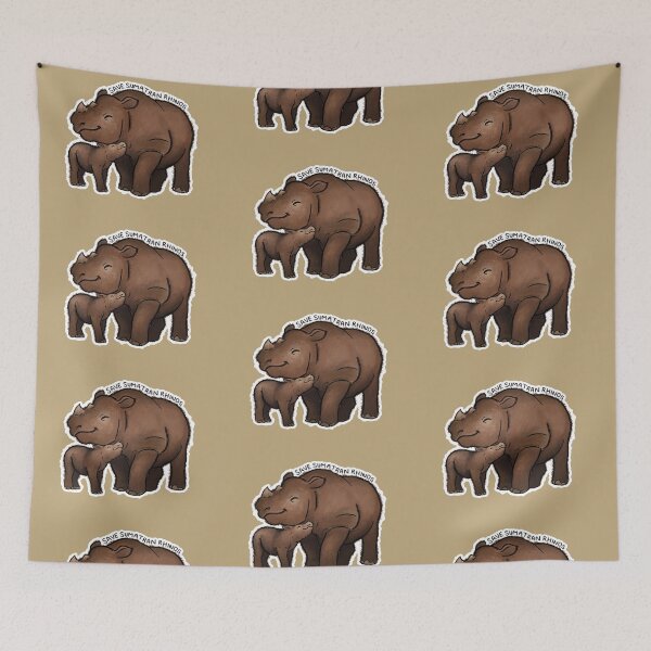 Item preview, Save Sumatran Rhinos  (outline) designed and sold by PinkRhino24.