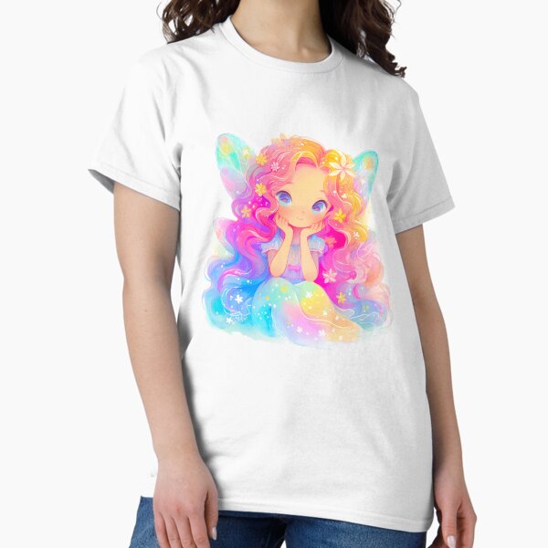 Item preview, Rainbow-Haired Fairy Sticker with Shimmering Wings designed and sold by Pocket Money Stickers.