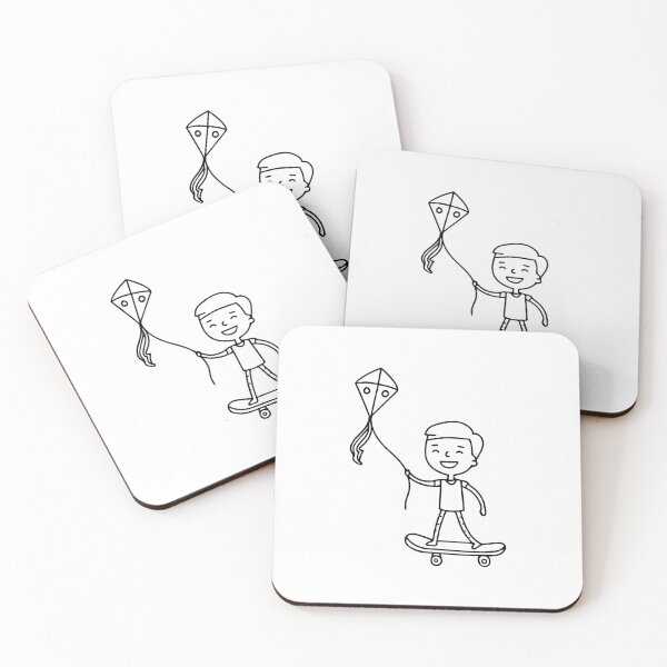 Item preview, Boy playing on a skateboard pulled by a kite designed and sold by rasagamastore.