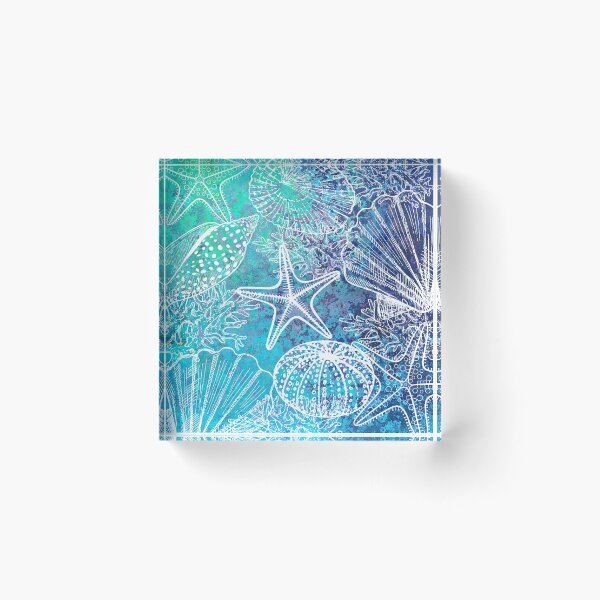 Item preview, Blue Teal Aqua Starfish Seashells Sealife Coral designed and sold by SeaStarAlex.