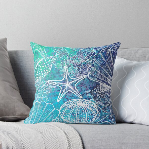Item preview, Blue Teal Aqua Starfish Seashells Sealife Coral designed and sold by SeaStarAlex.