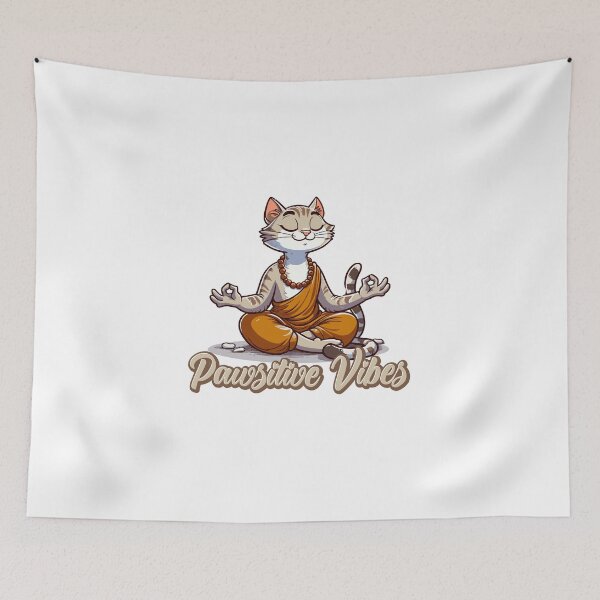 Item preview, Pawsitive Vibes- Cool Funny Cat Design doing yoga designed and sold by DesignbyJanja.