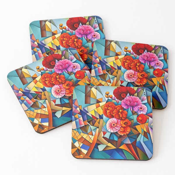 Item preview, Vibrant Cubist Style Flowers designed and sold by Gingezel.