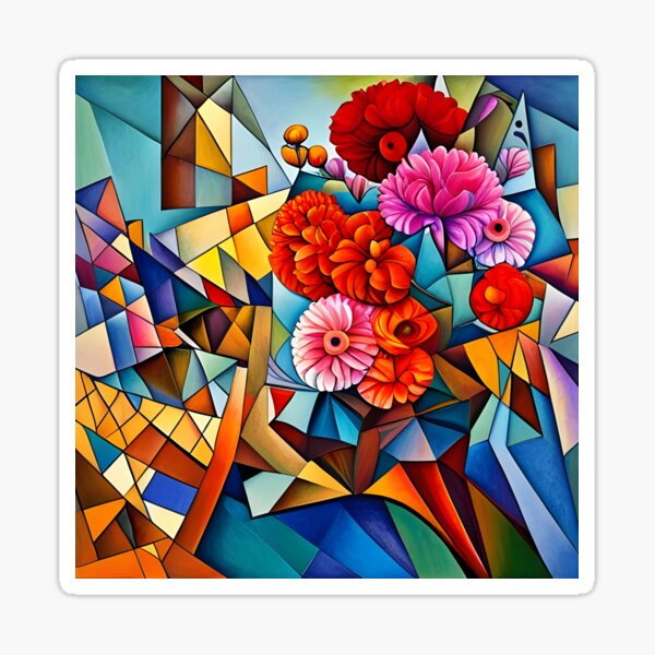 Item preview, Vibrant Cubist Style Flowers designed and sold by Gingezel.