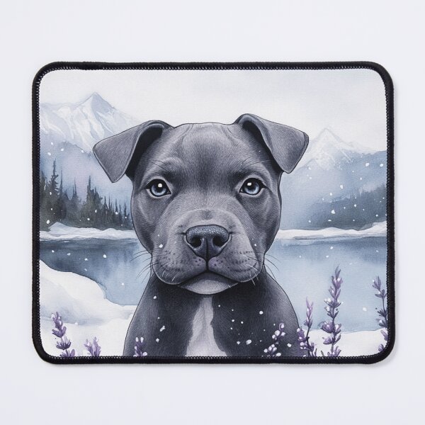 Item preview, Watercolor Painted Staffy Puppy In Winter  designed and sold by Nocturne  Paws.