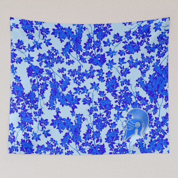 Item preview, Victory blue Spartans honor floral pattern designed and sold by SueKnox.
