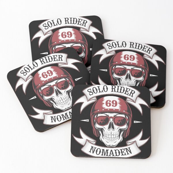 Item preview, Solo Rider Nomaden Skull Motorcycle Club Emblem Badge designed and sold by waterloop.