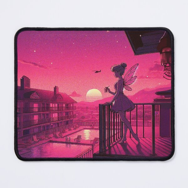 Item preview, Anime Fairy Sipping Drink on Balcony by the Pool designed and sold by Kellen Barnes.