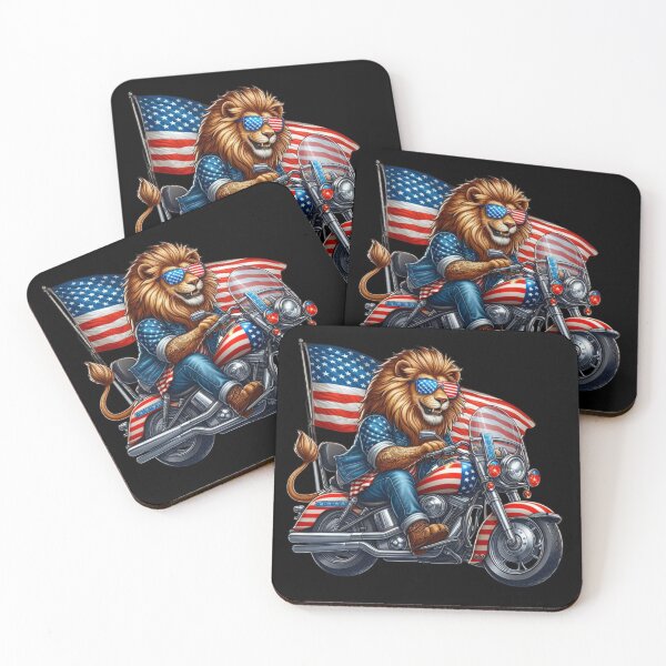 Item preview, The Biker Lion in the Colors of the United States designed and sold by AmigoVerse.