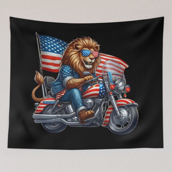 Item preview, The Biker Lion in the Colors of the United States designed and sold by AmigosFurEver.