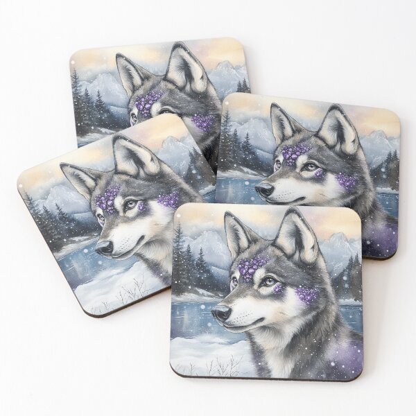 Item preview, Watercolor Painted Wolfdog Puppy In Winter  designed and sold by Nocturne  Paws.