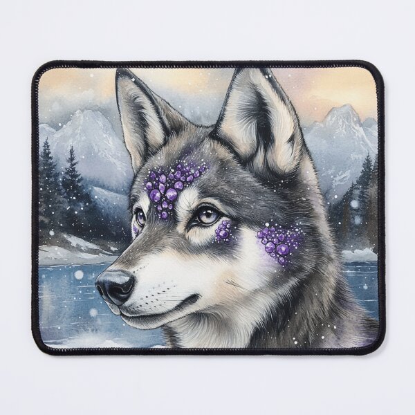 Item preview, Watercolor Painted Wolfdog Puppy In Winter designed and sold by Nocturne Paws.