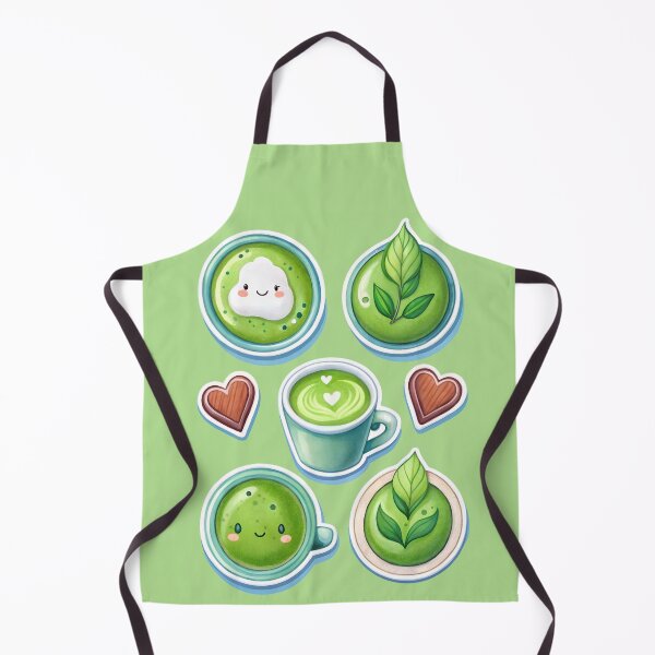 Item preview, Matcha stickers, tea in cups, cute cups with foam and leaves, and hearts print, cover designed and sold by Yunasak.