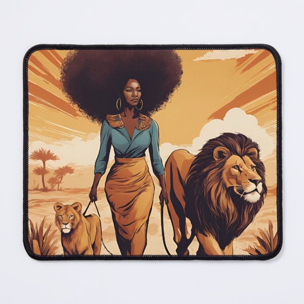 Item preview, Retro African Woman Safari Lions designed and sold by JWGifts4U.