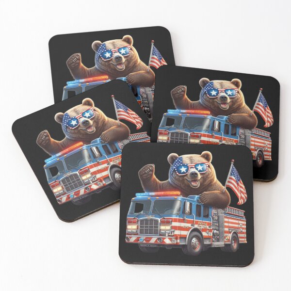 Item preview, Patriot Bear on Board a Fire Truck designed and sold by AmigosFurEver.