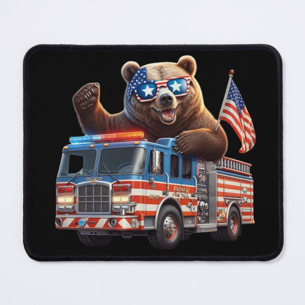 Item preview, Patriot Bear on Board a Fire Truck designed and sold by AmigosFurEver.