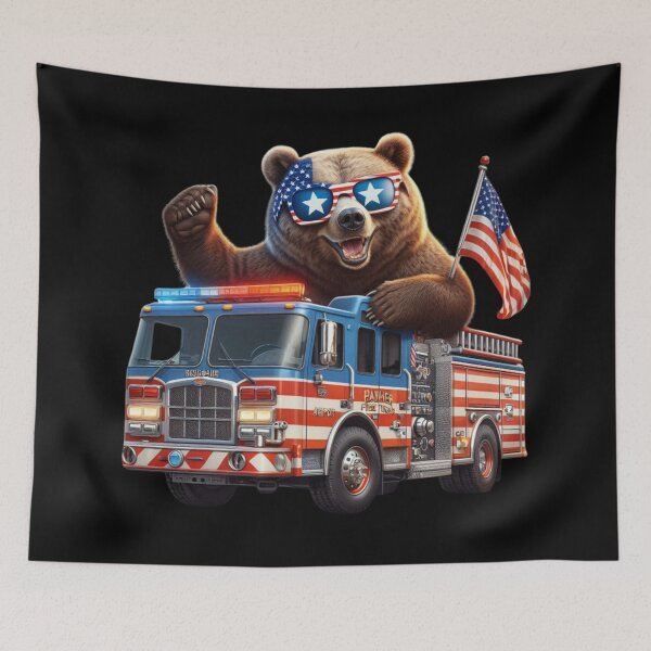 Item preview, Patriot Bear on Board a Fire Truck designed and sold by AmigosFurEver.