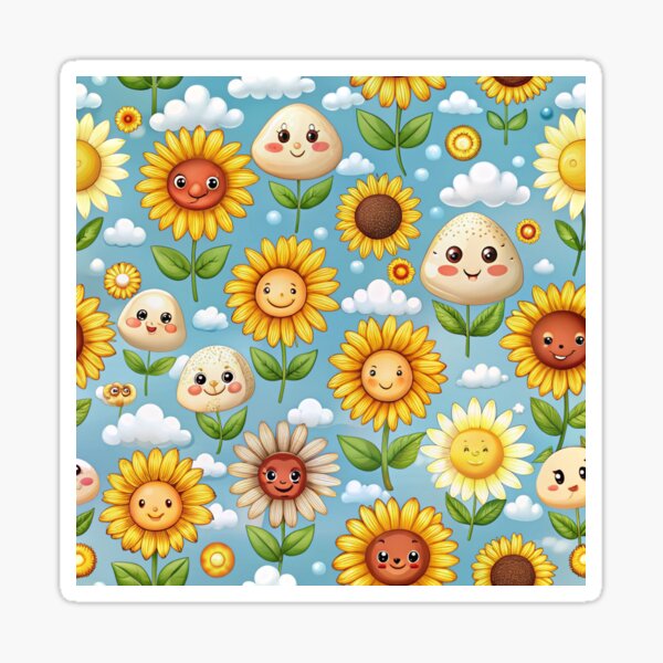 Item preview, Smiling Sunflowers with Daisies and Mushrooms designed and sold by zaina.sho.