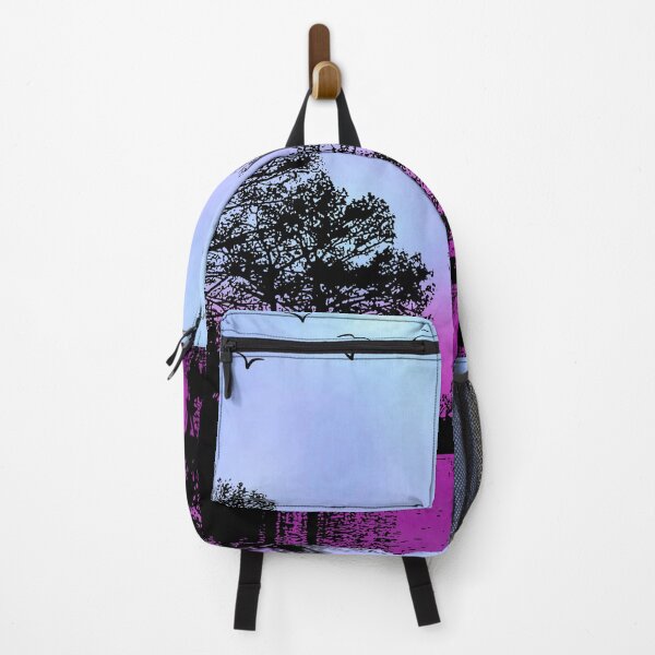 Item preview, Serene Tree Silhouette Reflecting on Magenta Pond with Birds in Flight designed and sold by Fredster1966.