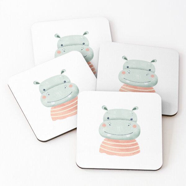 Item preview, Smiling hippo in a striped shirt, pastel illustration." designed and sold by AlinaMalina24.