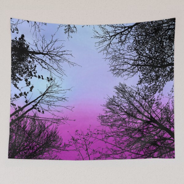 Item preview, Serene Forest Treetops Silhouette with Magenta Sunset Sky designed and sold by Fredster1966.