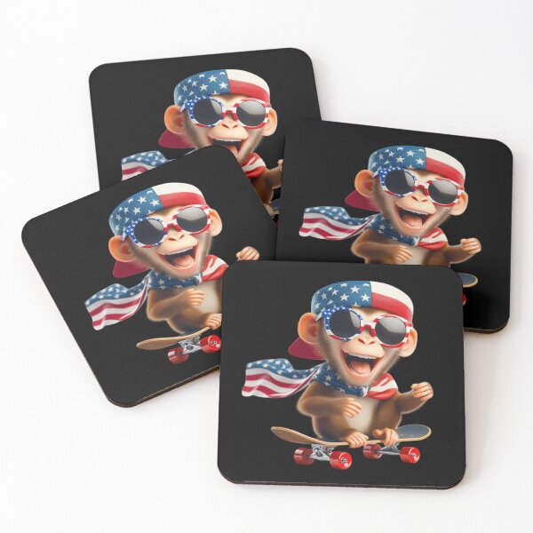 Item preview, The Ultra Cool Patriotic Skater Monkey designed and sold by AmigoVerse.