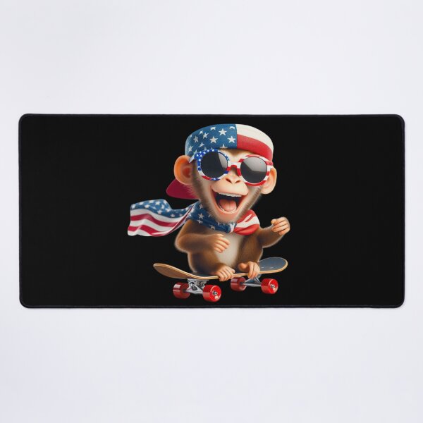 Item preview, The Ultra Cool Patriotic Skater Monkey designed and sold by AmigosFurEver.