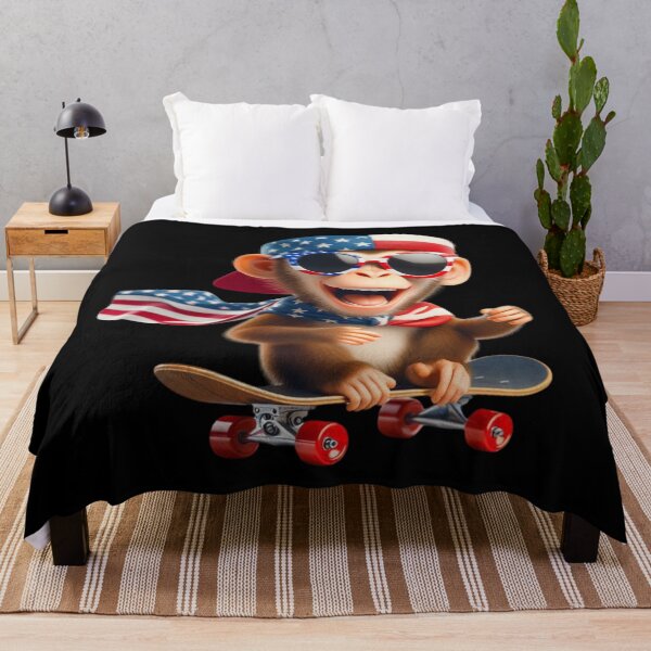 Item preview, The Ultra Cool Patriotic Skater Monkey designed and sold by AmigosFurEver.